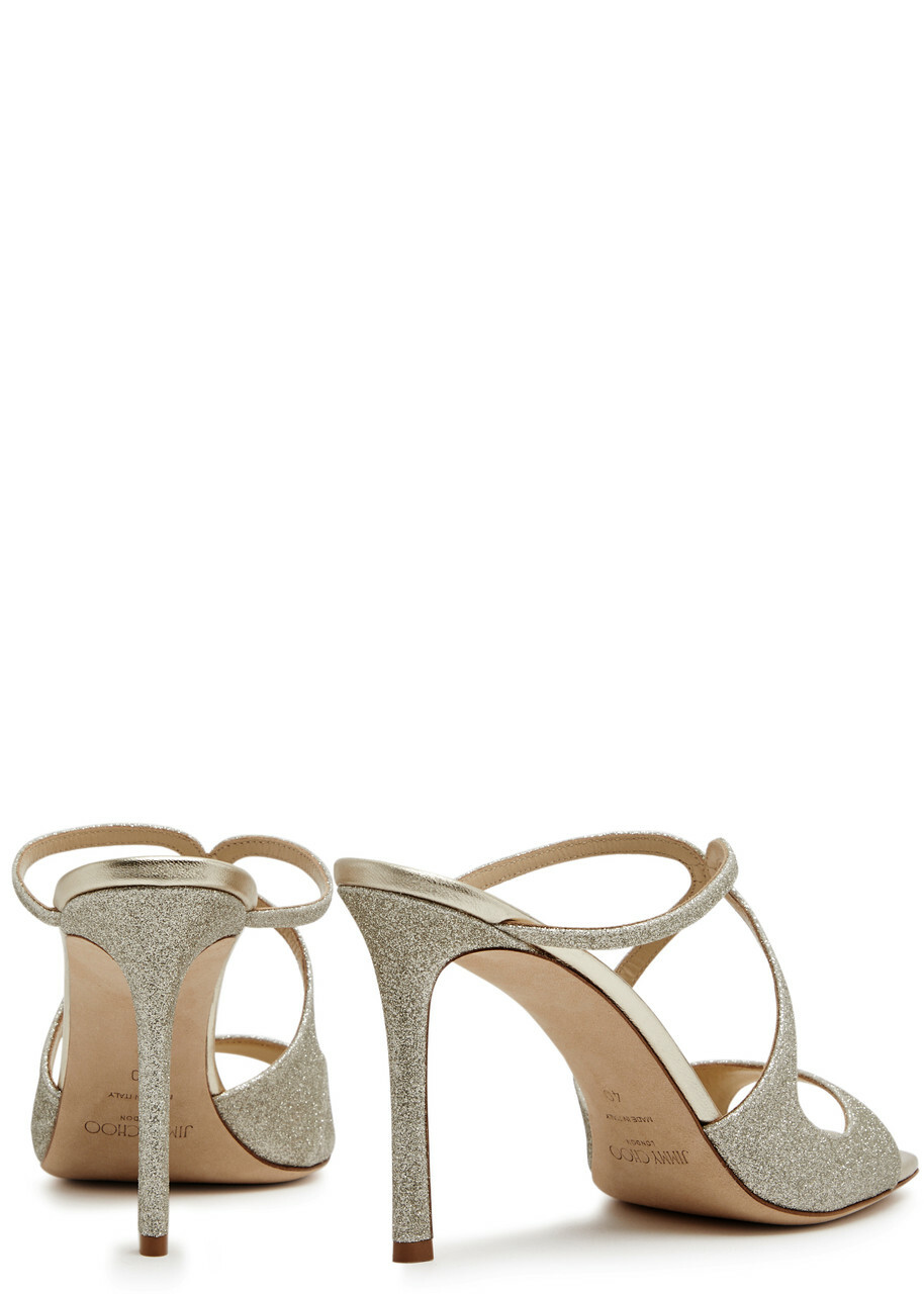 直営店‐Jimmy Choo‐ Anise 95mm グリッター サンダル Anise 95 | Gold Metallic Leather Mules | JIMMY CHOO US