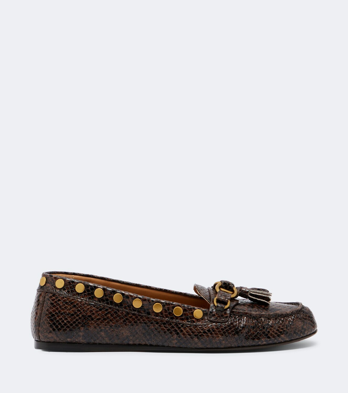 Isabel Marant Faxel snake-effect studded leather loafers
