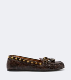 Isabel Marant Faxel snake-effect studded leather loafers