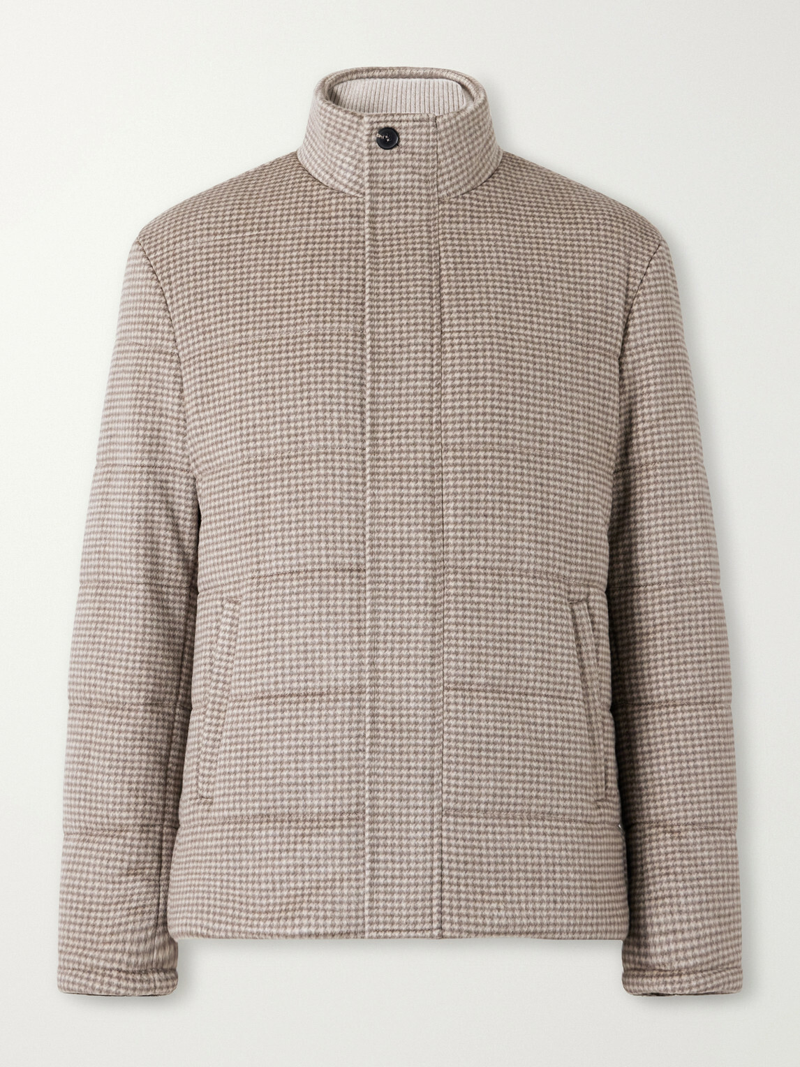 N.PEAL - Quilted Houndstooth Cashmere Jacket - Brown