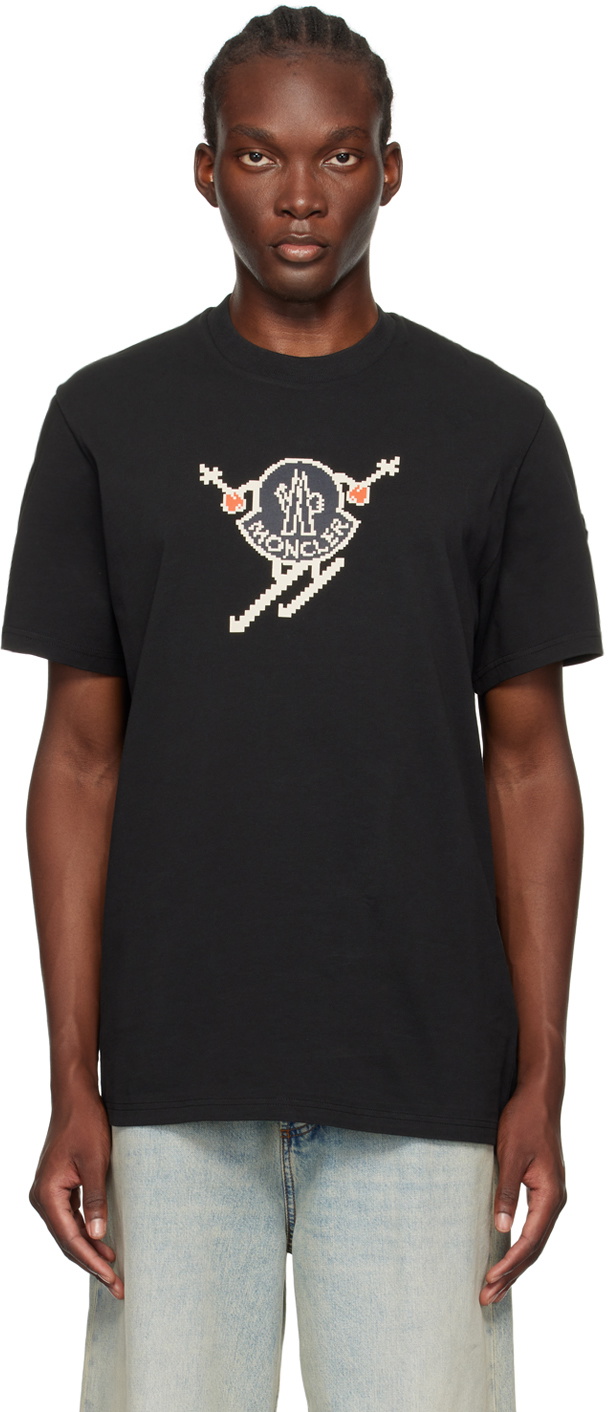 モンクレール] MONCLER ブラック ロゴ Tシャツ 24SS メンズ デザイン