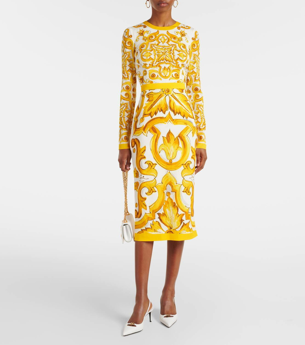 Dolce&Gabbana Majolica silk-blend charmeuse midi dress Dolce