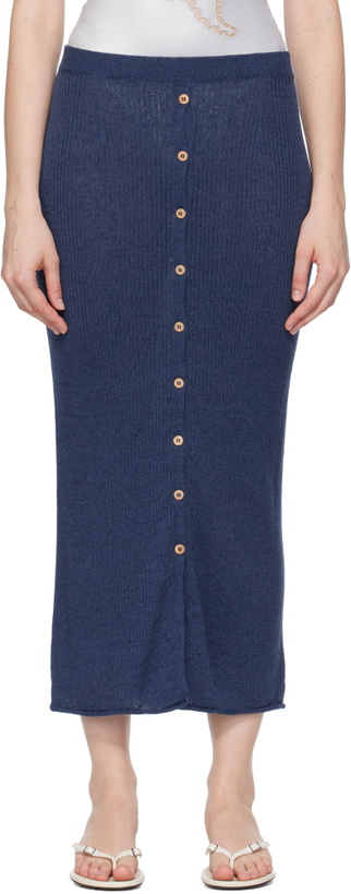 Photo: Baserange Blue Drip Midi Skirt