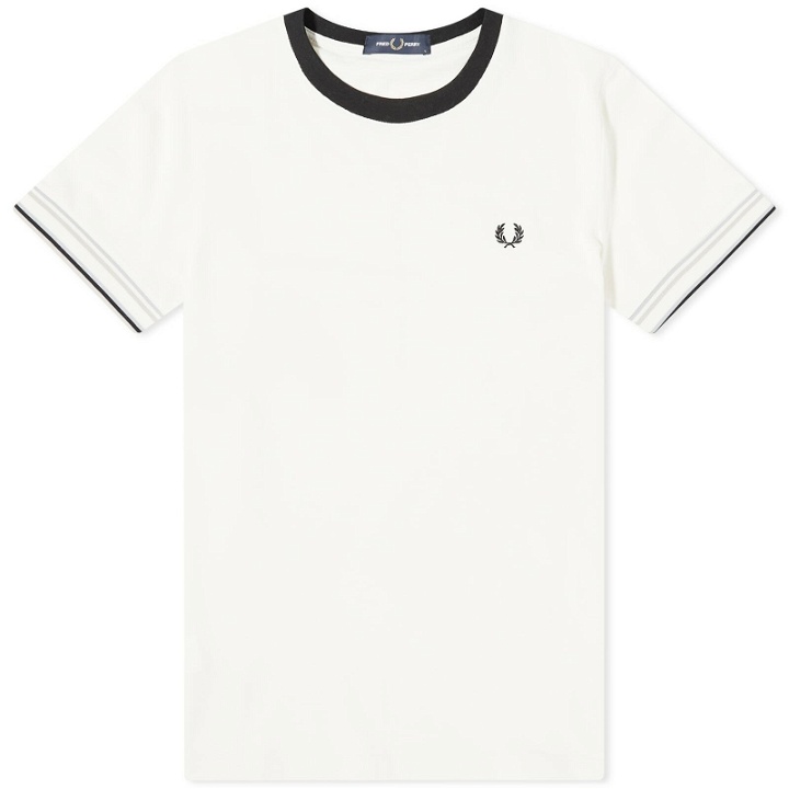 Photo: Fred Perry Men's Bold Tipped Pique T-Shirt in Ecru