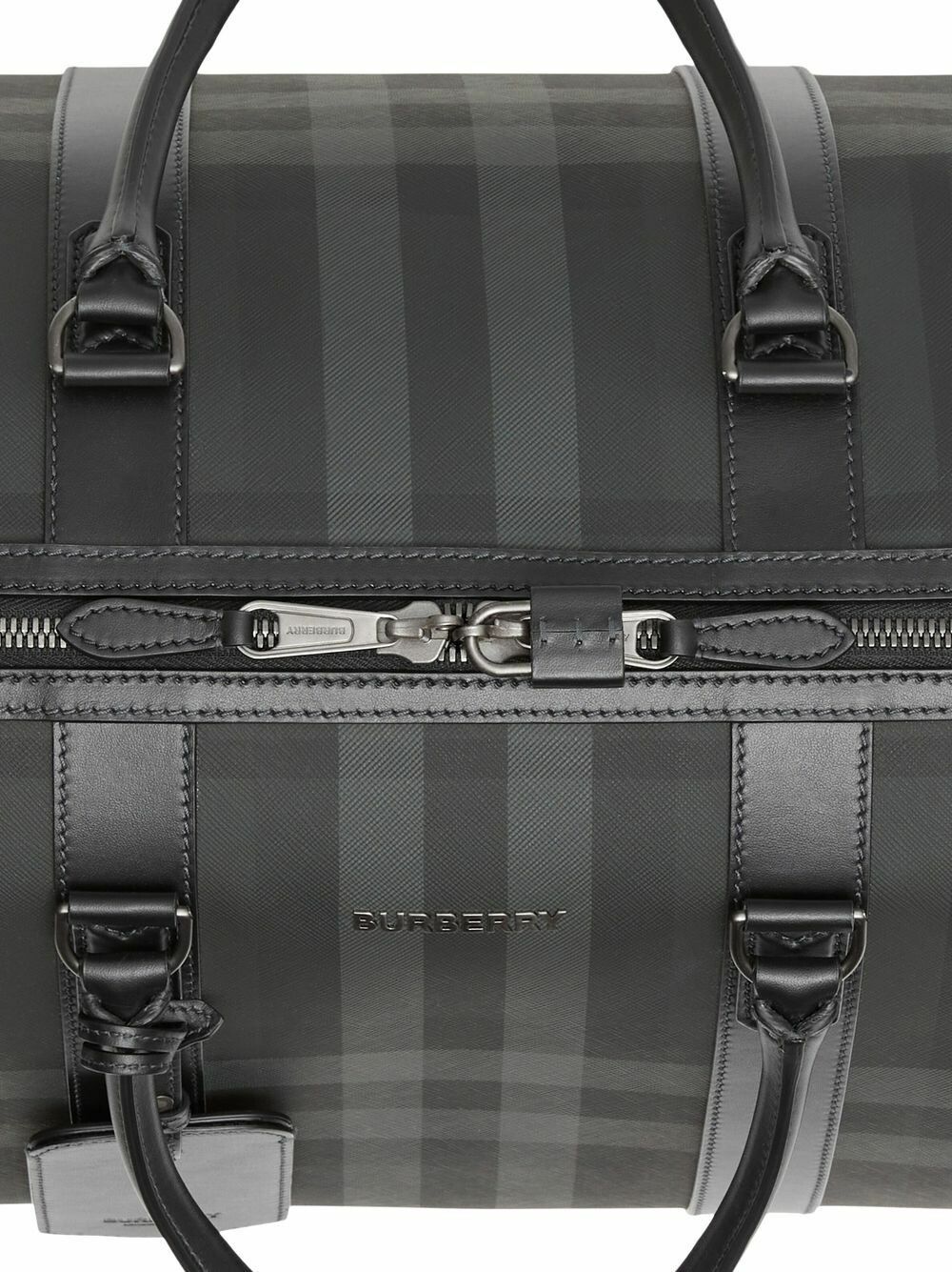 Burberry Grey Check Pattern Holdall Bag Burberry