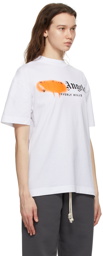 Palm Angels White & Orange Sprayed Logo 'Beverly Hills' T-Shirt