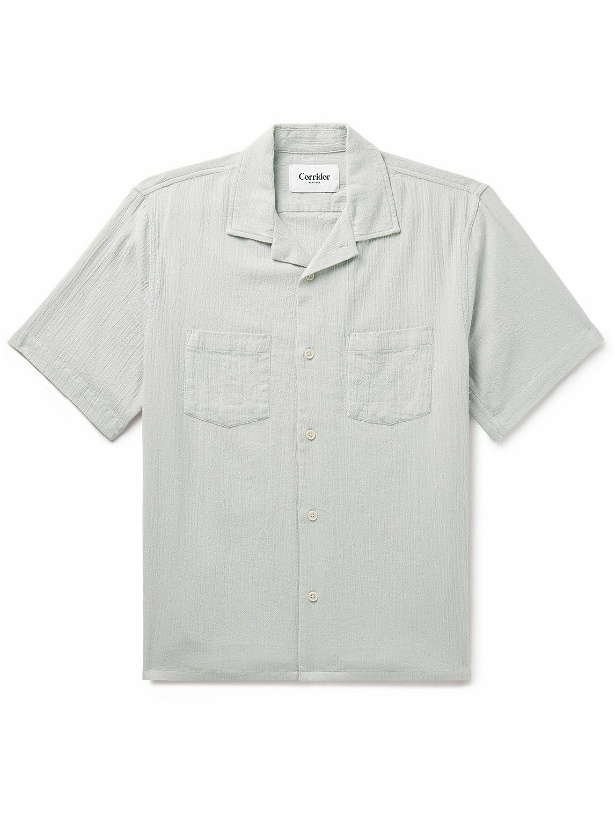 Photo: Corridor - High Twist Camp-Collar Crinkled-Cotton Shirt - Gray