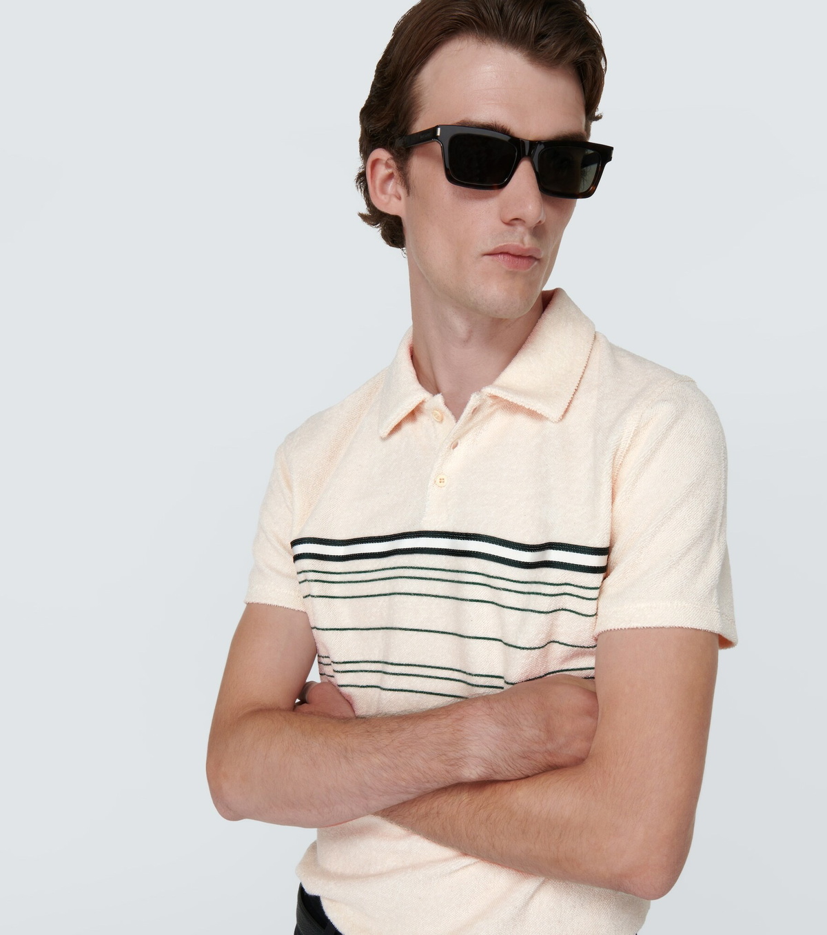 PRADA /Mytheresa terry polo shirt white, Men's Fashion, Tops