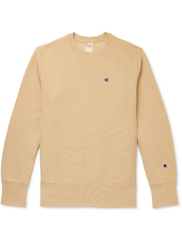 Photo: Champion - Logo-Embroidered Organic Cotton-Blend Jersey Sweatshirt - Neutrals