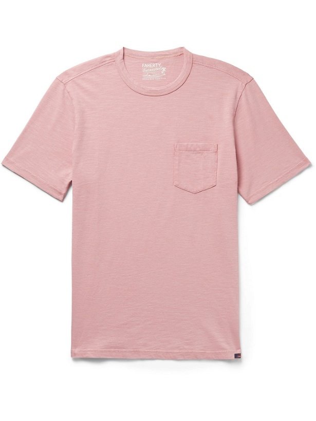 Photo: FAHERTY - Sunwashed Organic Cotton-Jersey T-Shirt - Red