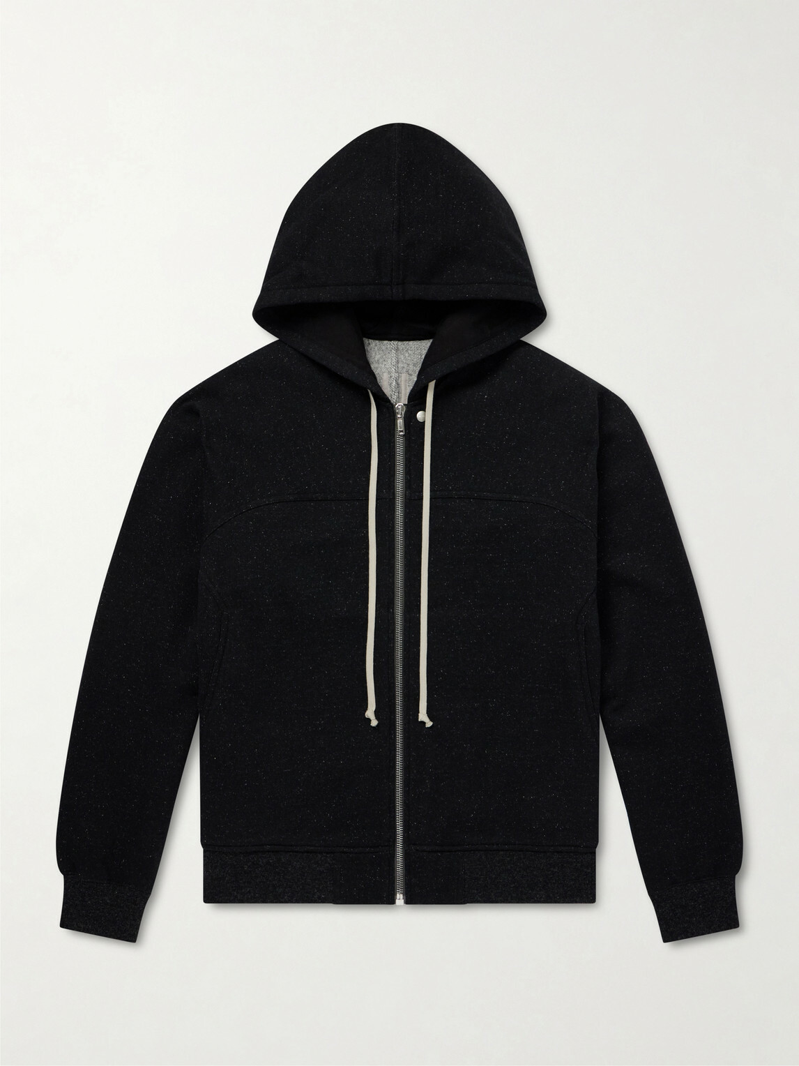 Rick Owens - Washed Wool and Cotton-Blend Zip-Up Hoodie - Black