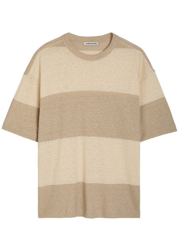 Photo: Ymc Triplet Striped Cotton-knit T-shirt Beige
