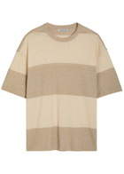 Ymc Triplet Striped Cotton-knit T-shirt Beige