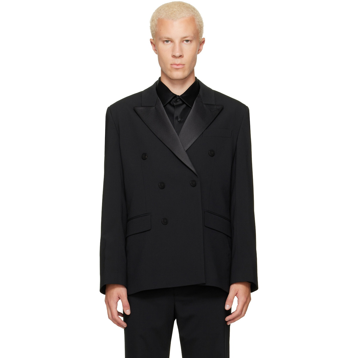 Ernest W. Baker Black Six Button Double Breasted Blazer