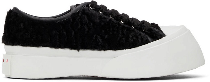 Photo: Marni Black Curly Faux-Fur Pablo Low Sneakers