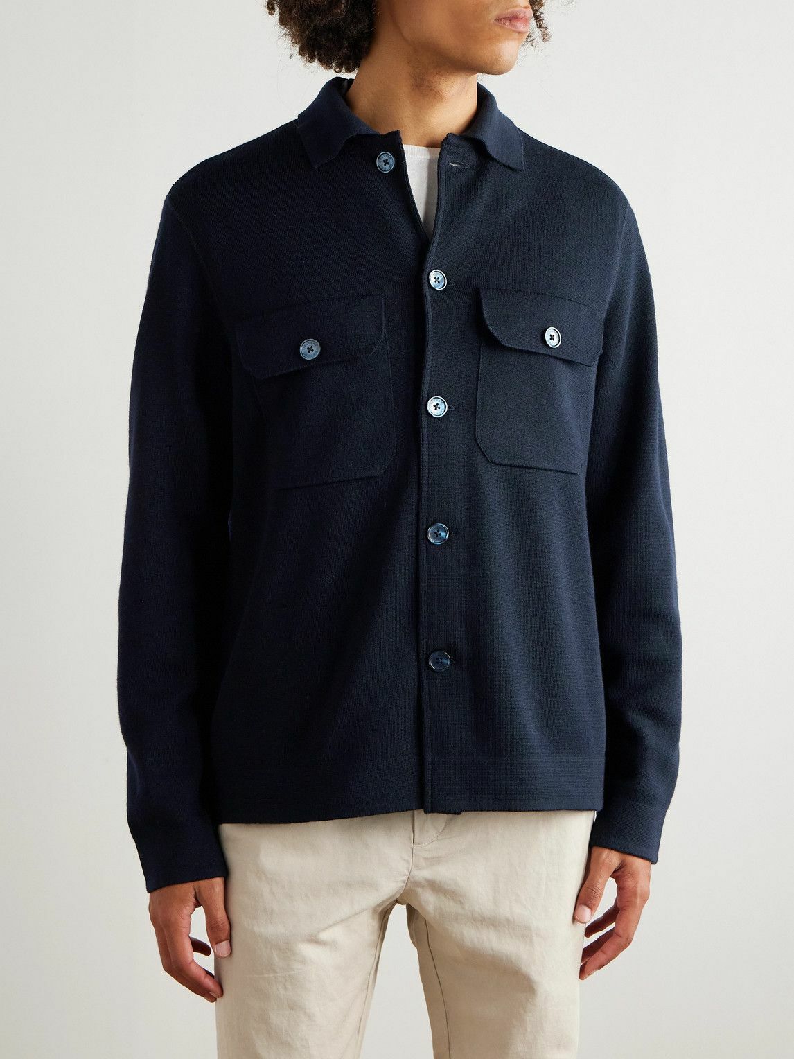 Orlebar Brown - Brigg Merino Wool Shirt Jacket - Blue