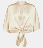 The Sei Tie-front silk charmeuse top