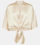 The Sei Tie-front silk charmeuse top