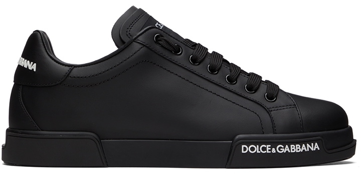 Photo: Dolce & Gabbana Black Portofino Low-Top Sneakers