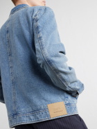 AMI PARIS - Logo-Embroidered Washed-Denim Jacket - Blue