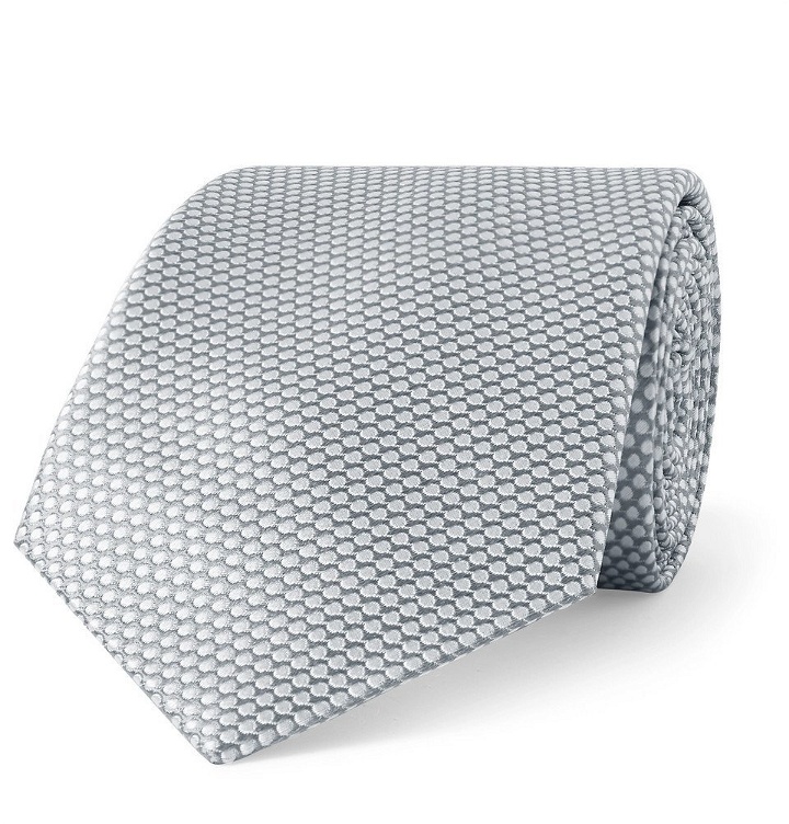 Photo: Giorgio Armani - 7.5cm Polka-Dot Silk-Jacquard Tie - Men - Gray