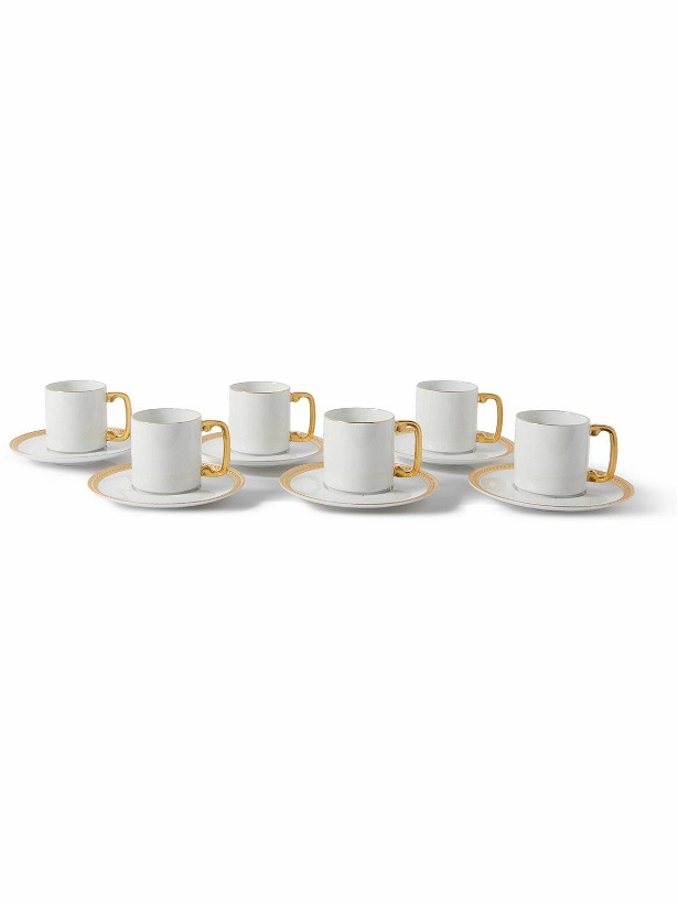 Photo: L'Objet - Soie Tressée Set of Six 24-Karat Gold Porcelain Espresso Cups and Saucers