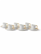 L'Objet - Soie Tressée Set of Six 24-Karat Gold Porcelain Espresso Cups and Saucers