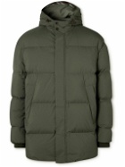Canali - Leather-Trimmed Quilted Shell Hooded Down Jacket - Green