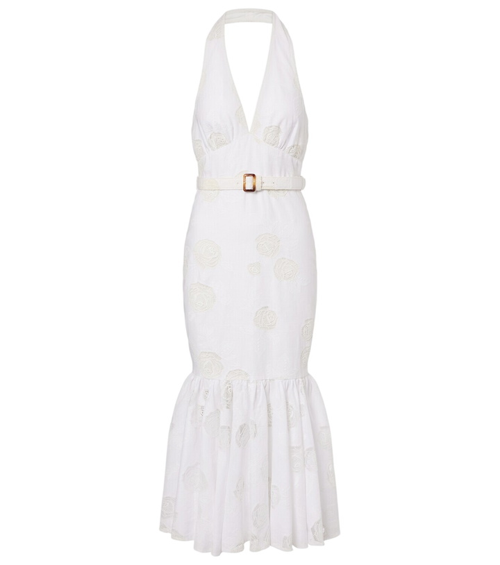 Photo: Self-Portrait Halterneck linen and cotton midi dress