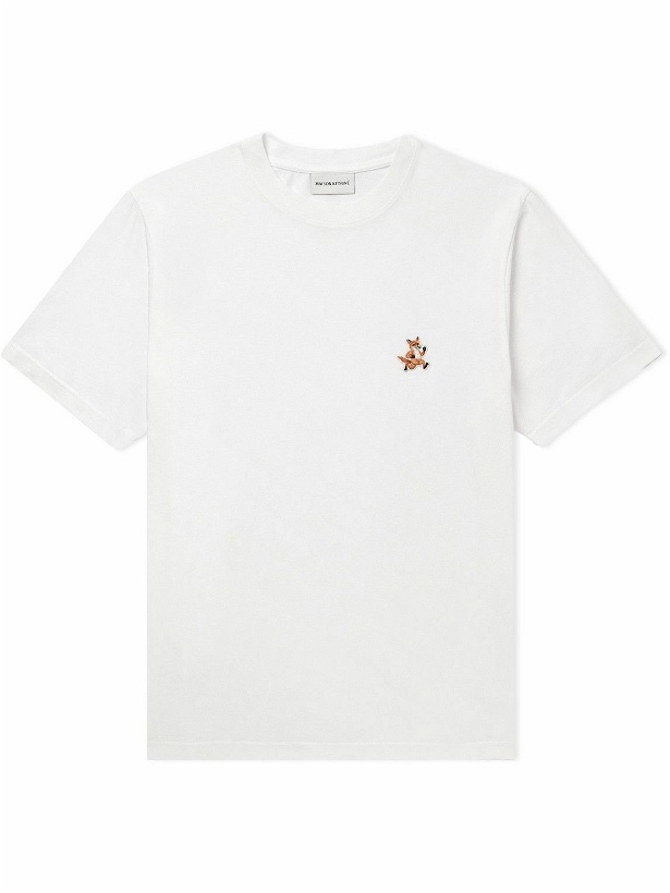 Photo: Maison Kitsuné - Logo-Appliquéd Cotton-Jersey T-Shirt - White
