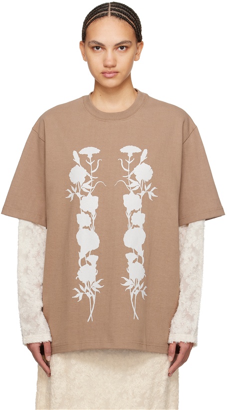 Photo: Song for the Mute Brown 'White Foliage' Long Sleeve T-Shirt