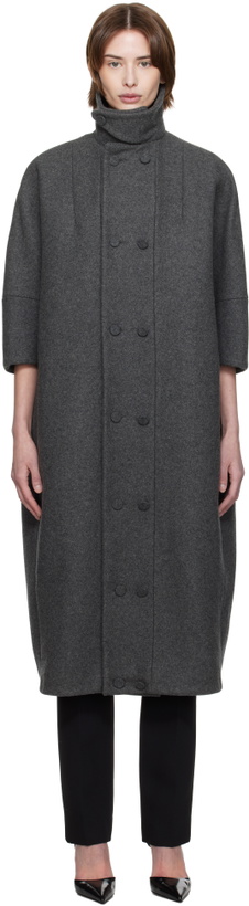 Photo: AARON ESH Gray Double Button Cocoon Coat