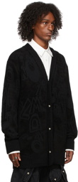 We11done Black All Over Graffiti Cardigan