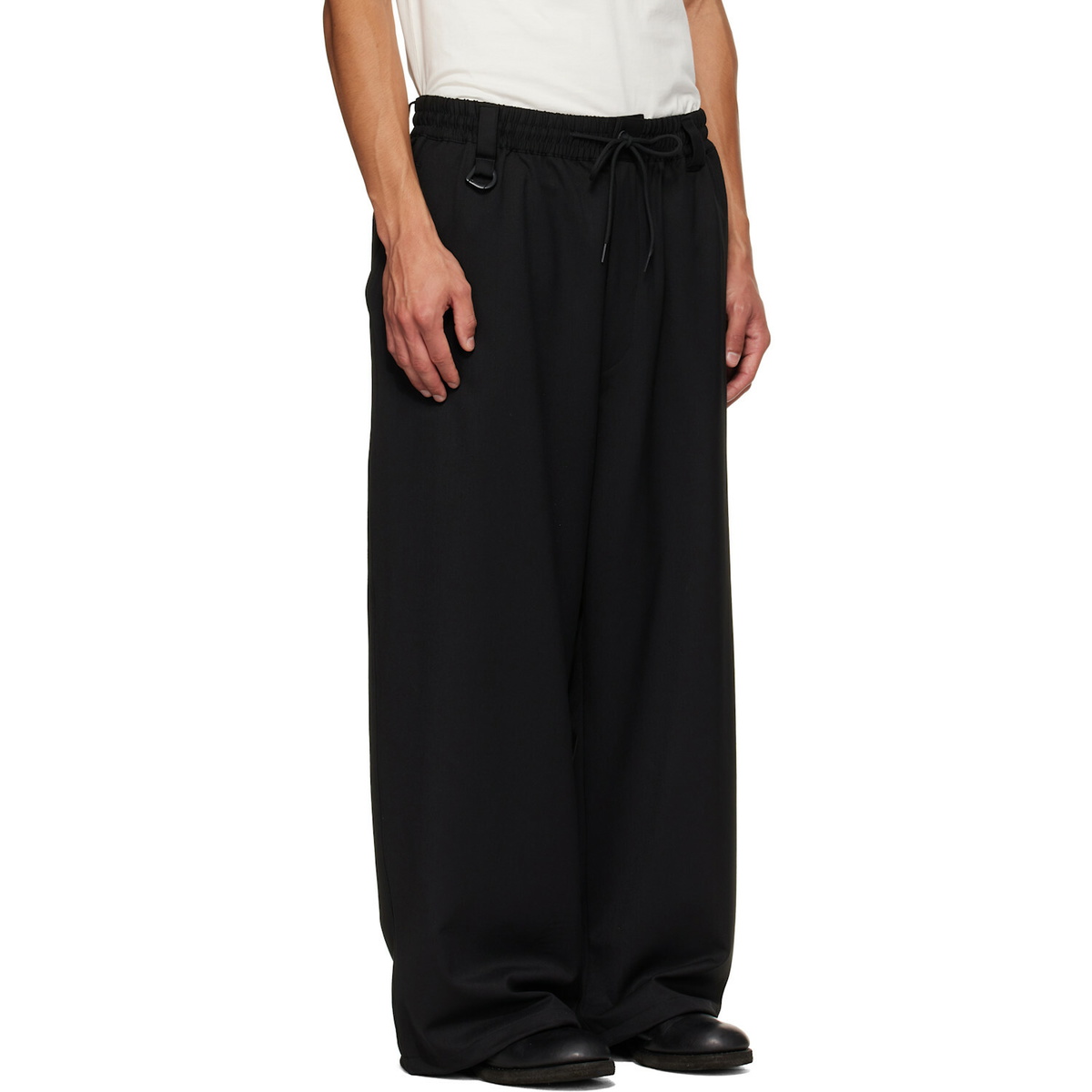Y-3 Black Wool Straight Leg Trousers