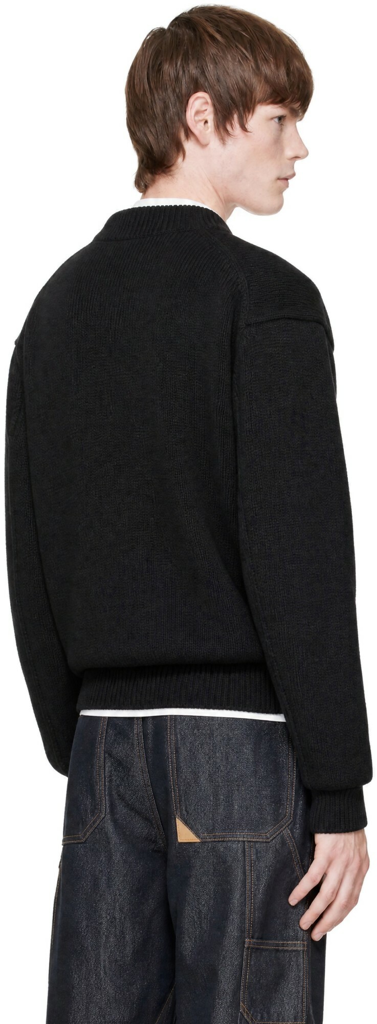 vowels Black Knitted Bomber Jacket