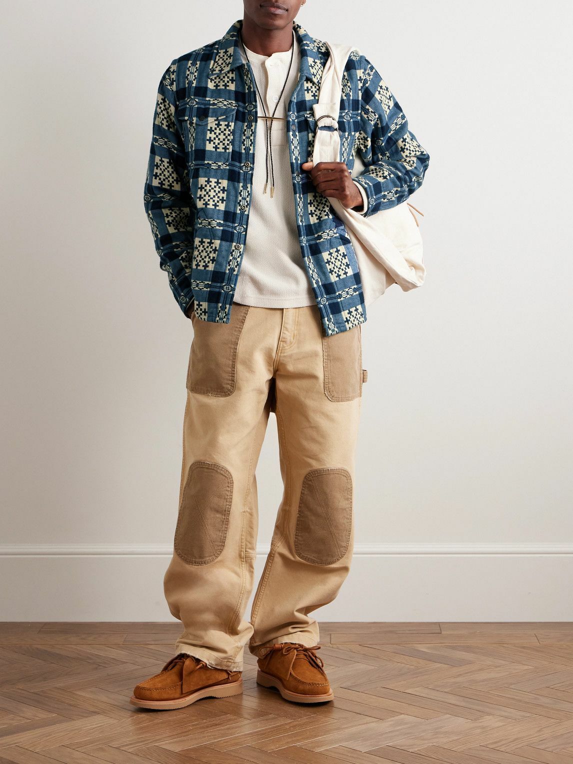 RRL - Brown Bear Slim-Fit Cotton-Jacquard Overshirt - Blue RRL