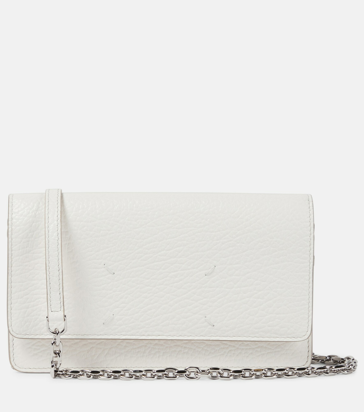 財布・小物その他 Maison Margiela White Hammered Leather Shoulder Bag Wallet Maison Margiela four-stitch zip-around Wallet | White | FARFETCH