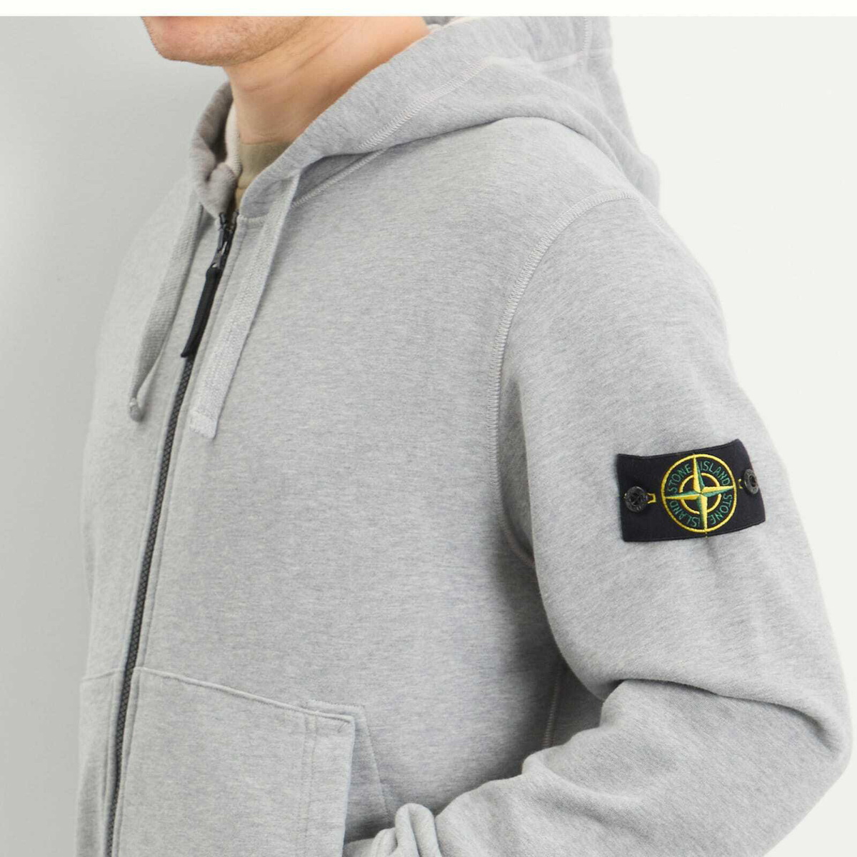 Stone Island Men's Garment Dyed Zip Hoodie in Melange Grey