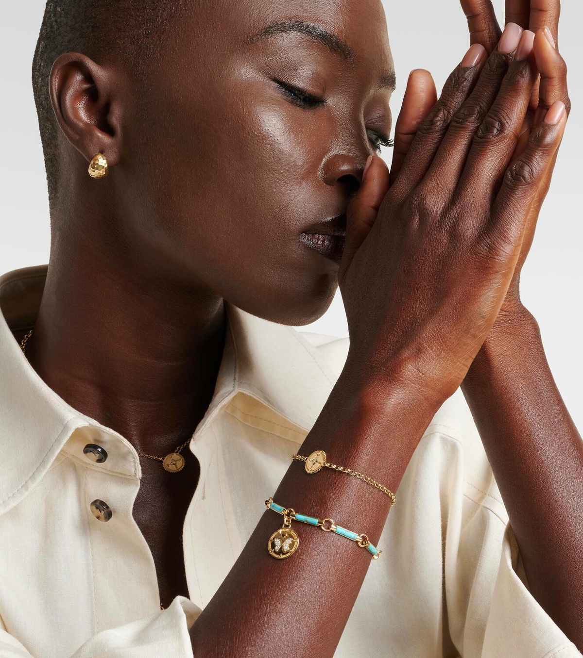 FoundRae Reverie Element 18kt gold chain bracelet with turquoise and diamonds