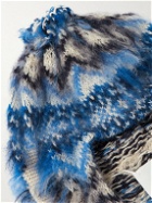 Maison Margiela - Distressed Fair Isle Intarsia Wool and Cotton-Blend Balaclava - Blue