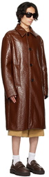 Dries Van Noten Brown Crinkled Coat