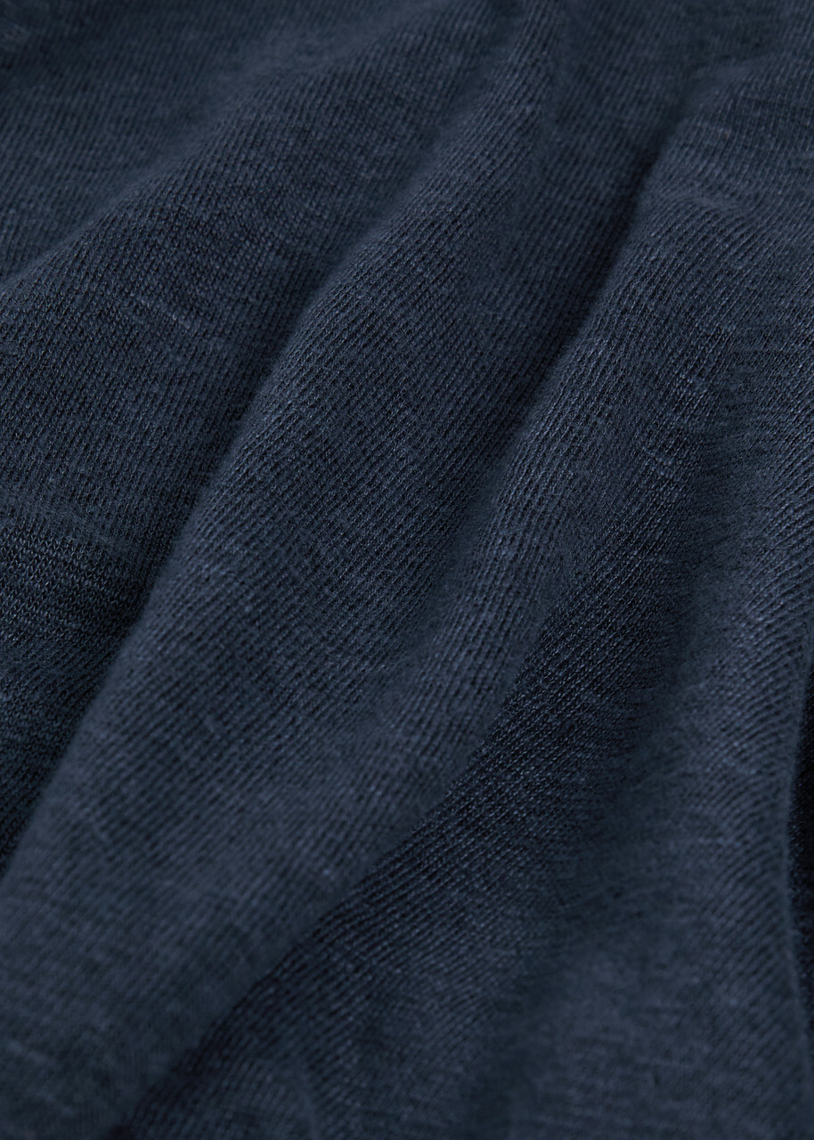Gusari Long Sleeve Henley Linen T-shirt Navy