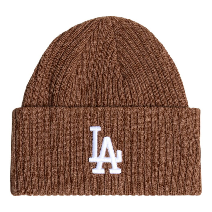 Photo: New Era LA Dodgers Wide Cuff Beanie Hat in Brown