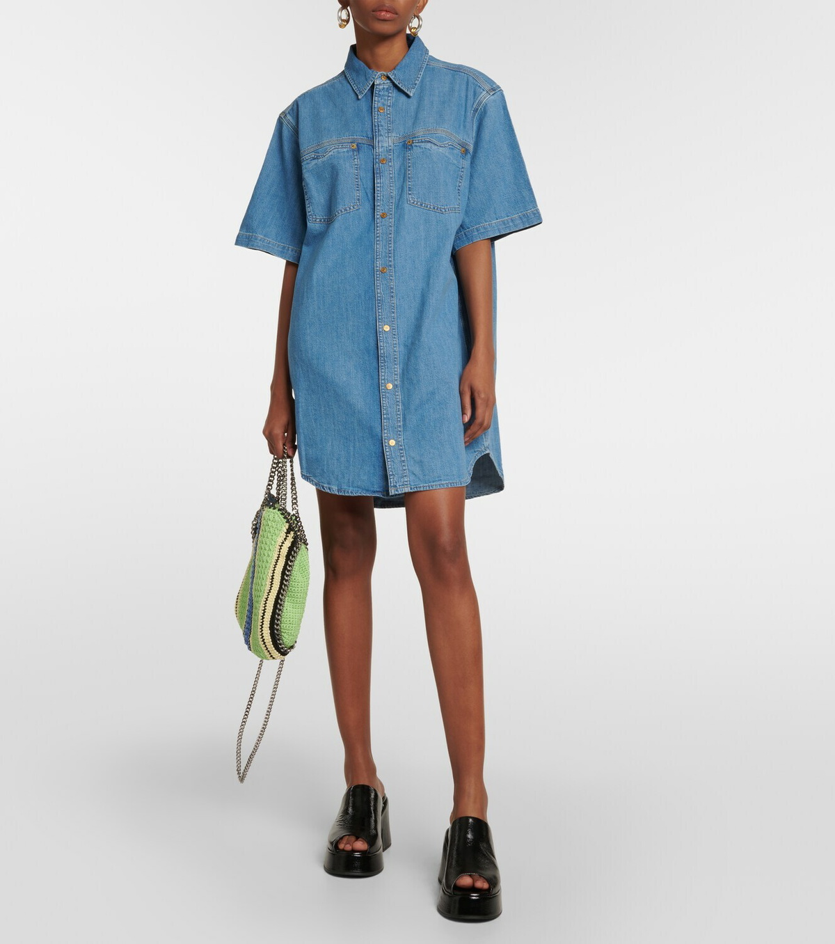 Re/Done - Oversized cotton denim shirt dress Re/Done