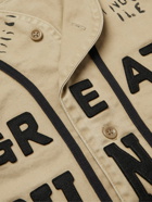KAPITAL - Printed Embroidered Cotton-Jersey Shirt - Neutrals