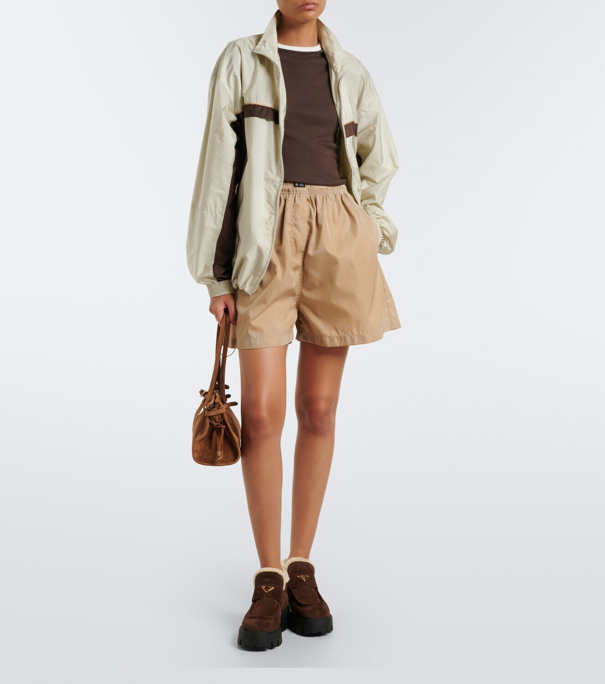 Prada Shearling-lined suede ankle boots
