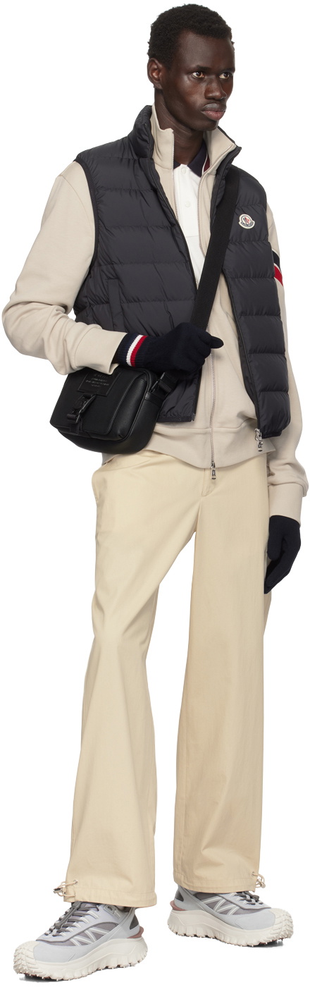 Moncler Navy Tricolor Wool Gloves