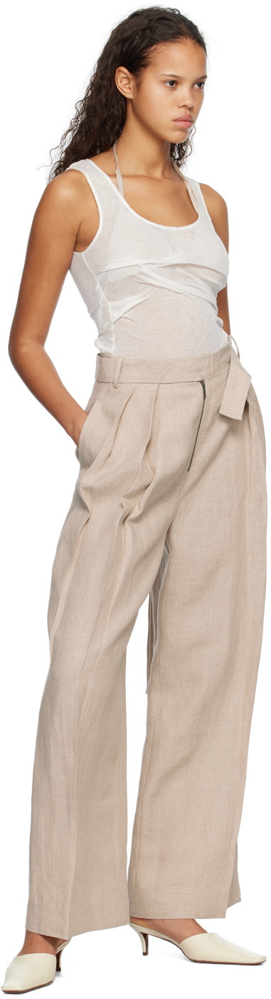 Subtle Le Nguyen Beige Pleated Trousers