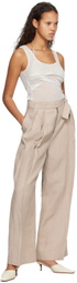 Subtle Le Nguyen Beige Pleated Trousers
