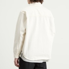 AMI Paris Men's Denim Overshirt With Knitted Ami De Coeur in Blanc Creme